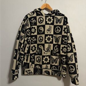 PacSun Hippie Hoodie Mushroom Flower Butterfly Graphic Sweatshir